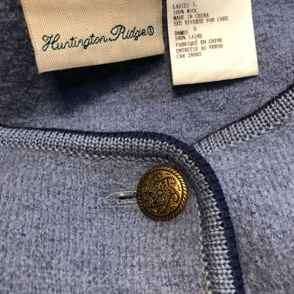 Vintage Huntington Ridge Wool Cardigan with Floral Accents Women’s Large - Picture 12 of 12